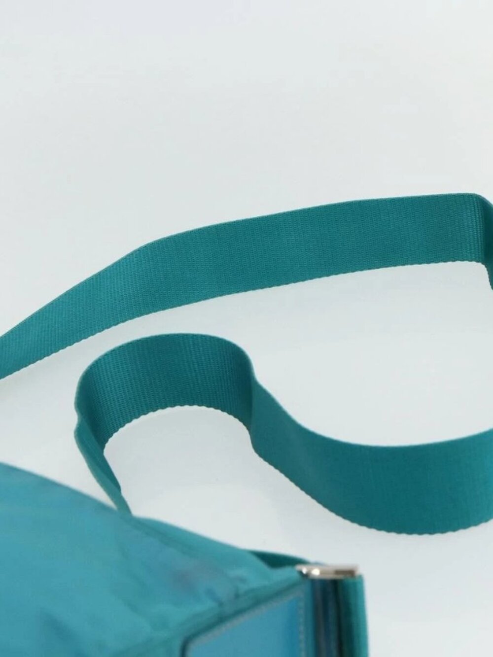 PRADA Shoulder Bag Nylon Turquoise Blue Silver Auth 177218A - Picture 9 of 16